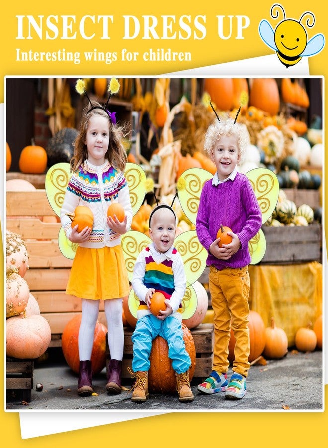 Yuxung 12 Set Bee Wings with Antenna Headband for Kids Halloween Costumes Accessories Yellow Bee Wings Grey Bee Wings Dress up Cosplay Party Favors for Women and Kids - Image 5